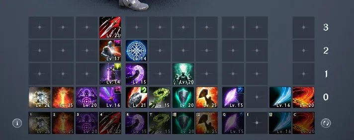 AION 2 Templar PvE skill bar showing the selected stigma loadout