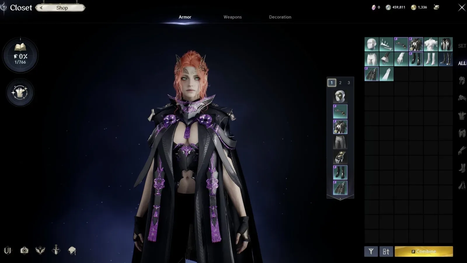 AION 2 Closet transmog screen showing a character preview and selectable gear appearances