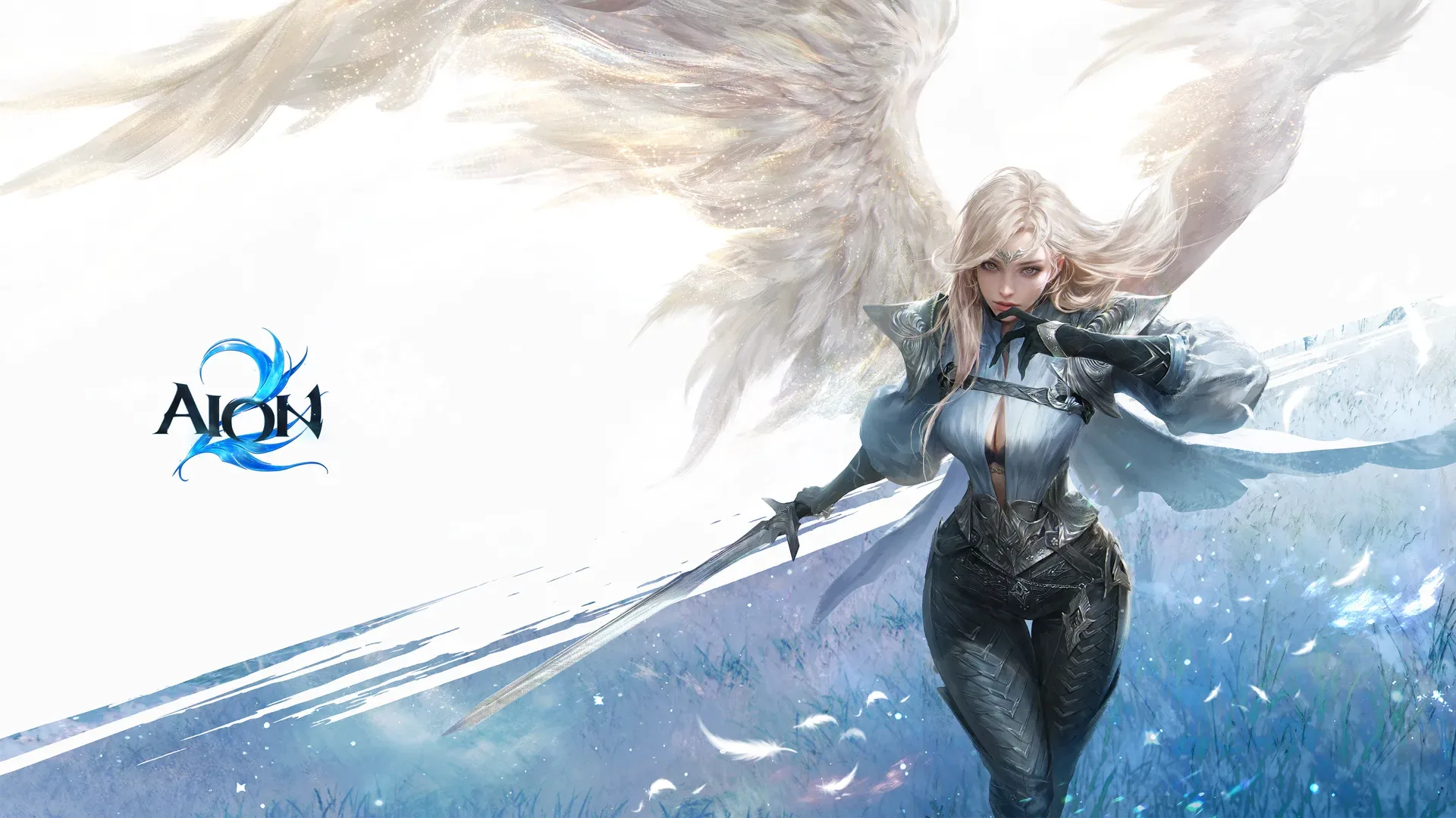 Official AION 2 artwork of a white-winged Elyos character